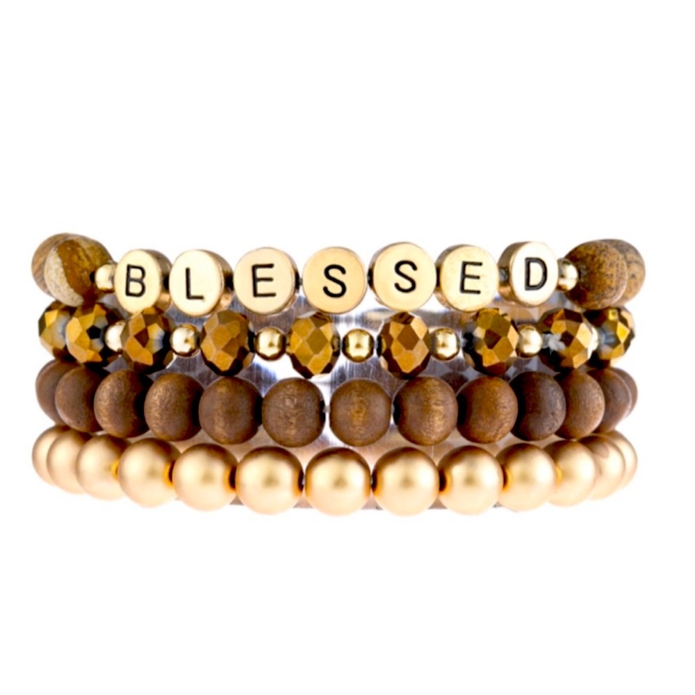 Set of 4 Stretchy BLESSED bracelets NWT